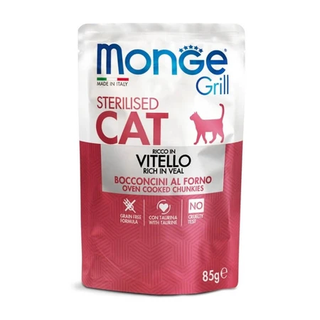 Monge Grill sterilised cat baked veal morsels - complete food for sterilised cats 85 gr