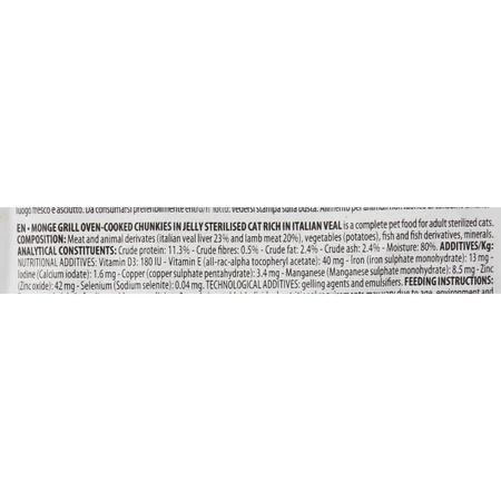 Monge Grill sterilised cat baked veal morsels - complete food for sterilised cats 85 gr