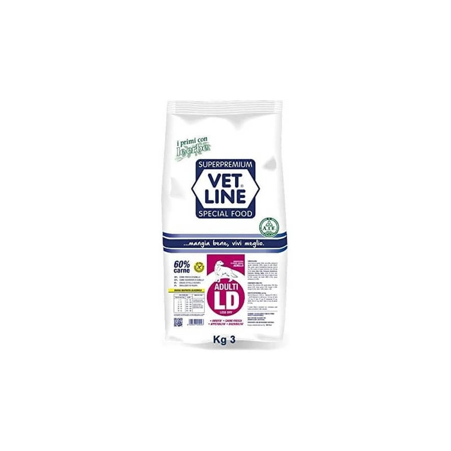 Vet line Adult ld less dry all'cordero - alimento completo para perros adultos 3 kg