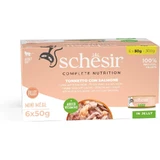 Schesir Nutrición completa filetes en gelatina de atún con salmón - alimento completo para gatos 6x 50 gr
