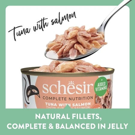Schesir Nutrición completa filetes en gelatina de atún con salmón - alimento completo para gatos 6x 50 gr