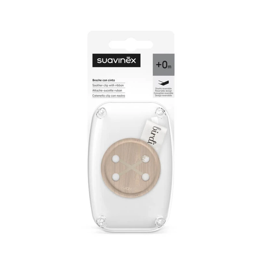 Suavinex birdies - attache-sucette en tissu neutre