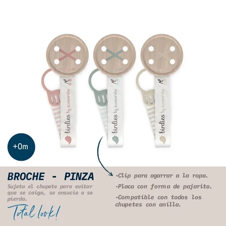 Suavinex birdies - attache-sucette en tissu neutre