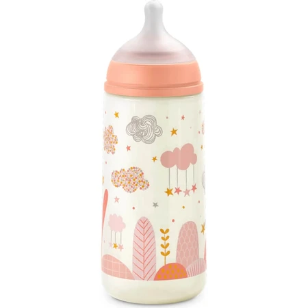Suavinex dreams 6m+ - Flasche mit symmetrischem Sauger mit dichtem Durchfluss 360 ml - rosa