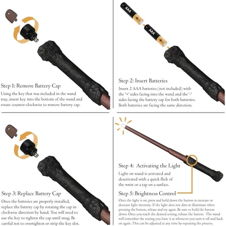 Noble collection harry potter magic wand with glowing tip