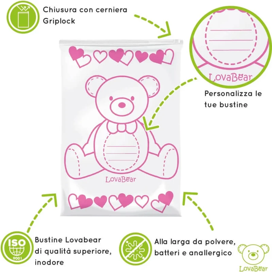 Lovabear 6 zakjes luier - roze beer