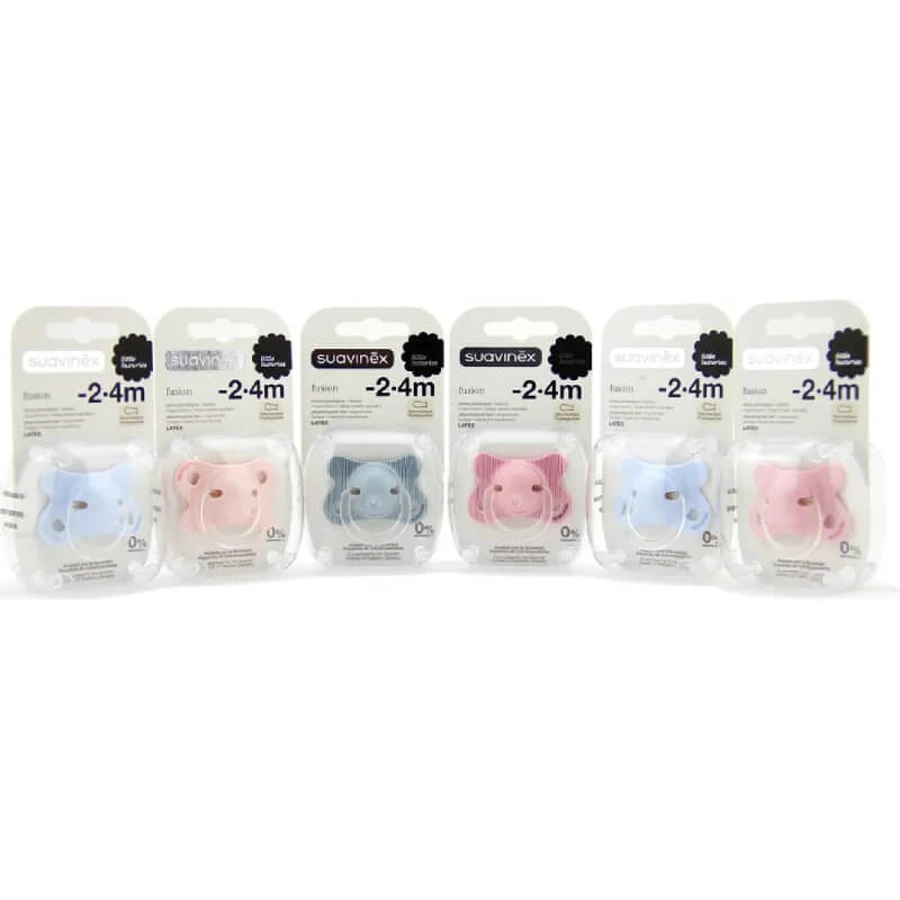 Suavinex soother fusion physiological latex teat 2-4 months assorted colors