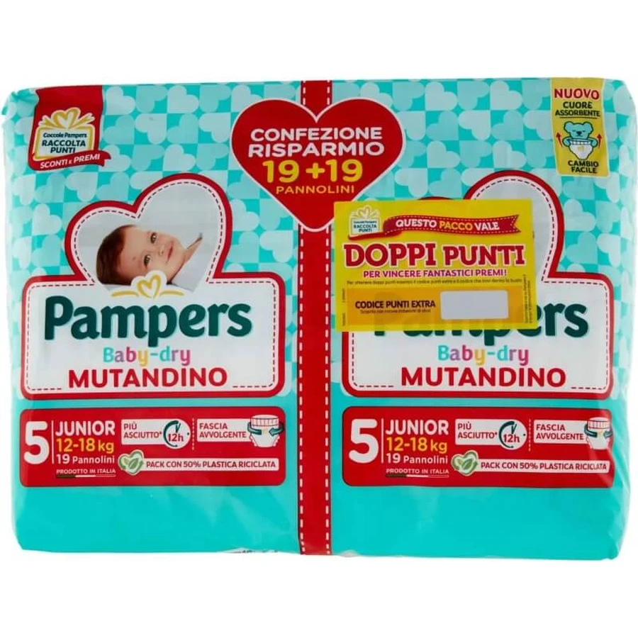 Pampers baby dry panty - 38 couches double pack taille 5 junior 12-18 kg