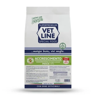 Vet line Accrescimento monoproteico pesce - aliment complet pour chiens en croissance avec intolérances 12,5 kg