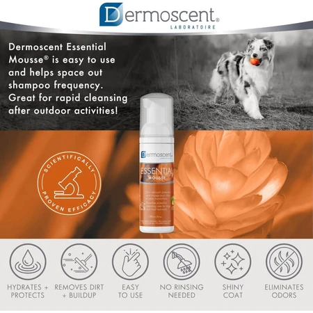 Dermoscent Essential mousse - wohltuende, feuchtigkeitsspendende Reinigung ohne Spülung für Hunde und Katzen 150 ml