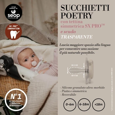 Suavinex Poesie - Schnuller sx pro fisio Silikon 18 m+ hellblau