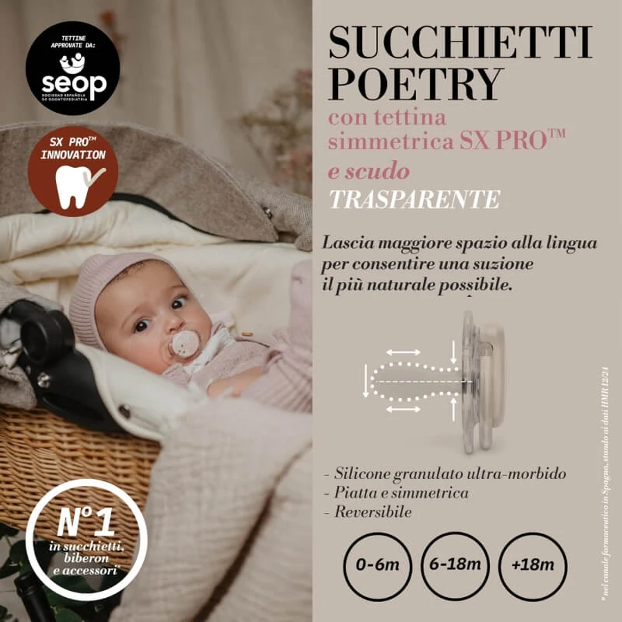Suavinex Poesie - Schnuller sx pro fisio Silikon 18 m+ hellblau