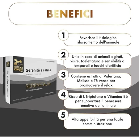 Pharma5pet Serenicalm sérénité et calme - aliment complémentaire pour chiens et chats 30 comprimés