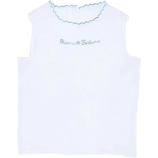 Andy &amp; helen Sky fortune blusa con letras bordadas en 100% seda