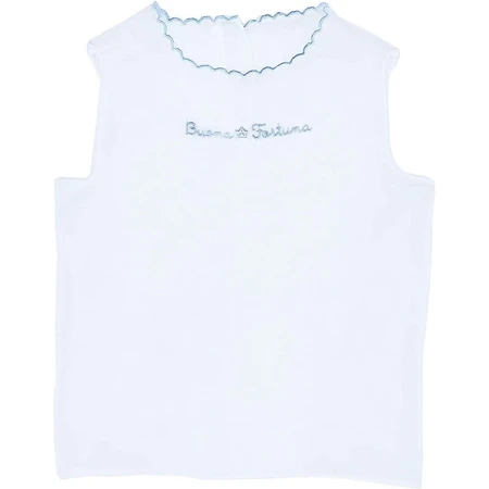 Andy &amp; helen Sky fortune blusa con letras bordadas en 100% seda
