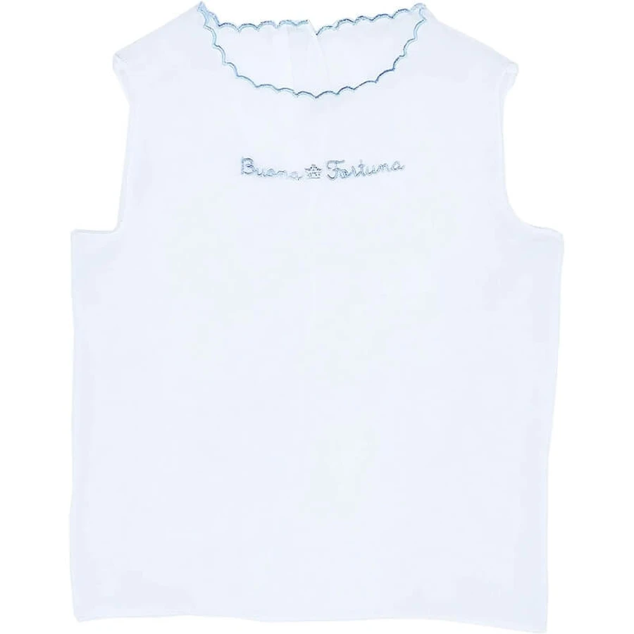 Andy &amp; helen Sky fortune blusa con letras bordadas en 100% seda