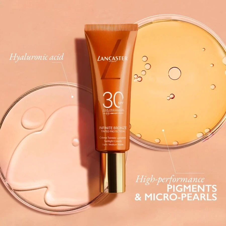 Lancaster Infinite bronze protection teintée crème solaire spf 30 - fond de teint crème lumineuse - clair/moyen