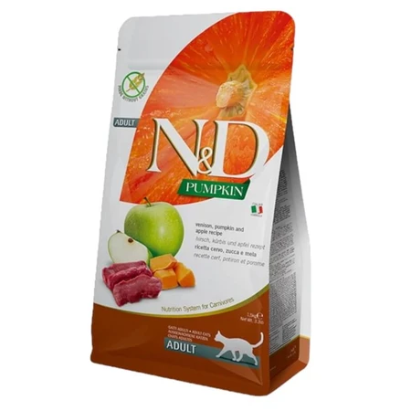 Farmina N&amp;d pumpkin adult mit Hirschkürbis und Apfel - Alleinfuttermittel für ausgewachsene Katzen 300 gr.