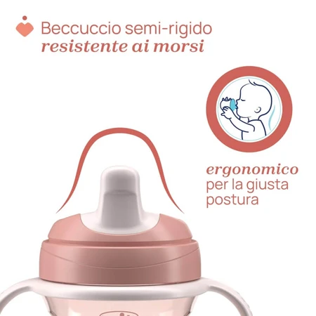 Chicco oefenbeker - druppeltuit met afneembare handvaten roze 6m+