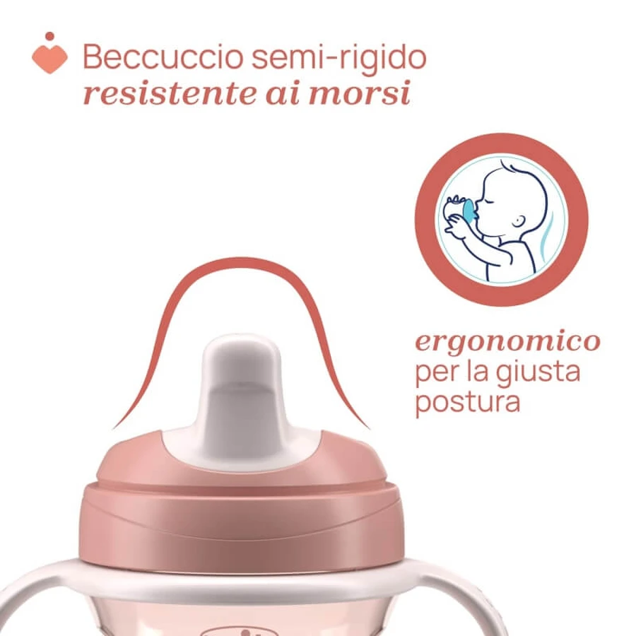 Chicco oefenbeker - druppeltuit met afneembare handvaten roze 6m+