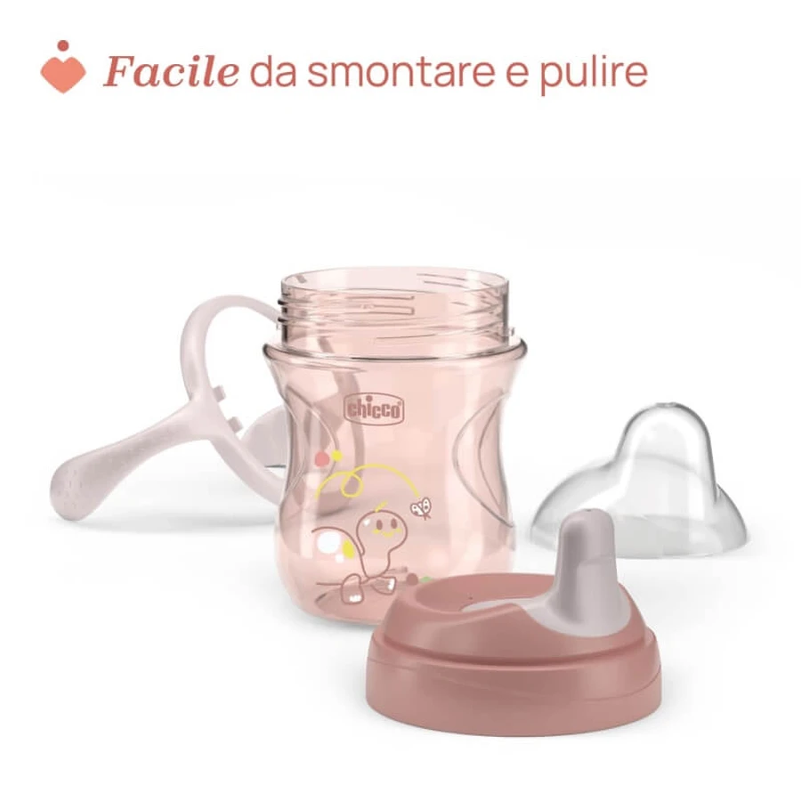 Chicco oefenbeker - druppeltuit met afneembare handvaten roze 6m+