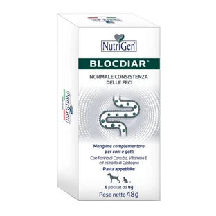 Nutrigen Blocdiar - Ergänzungsfuttermittel für Hunde und Katzen für das Wohlbefinden des Darms 6 Beutel 8 gr.