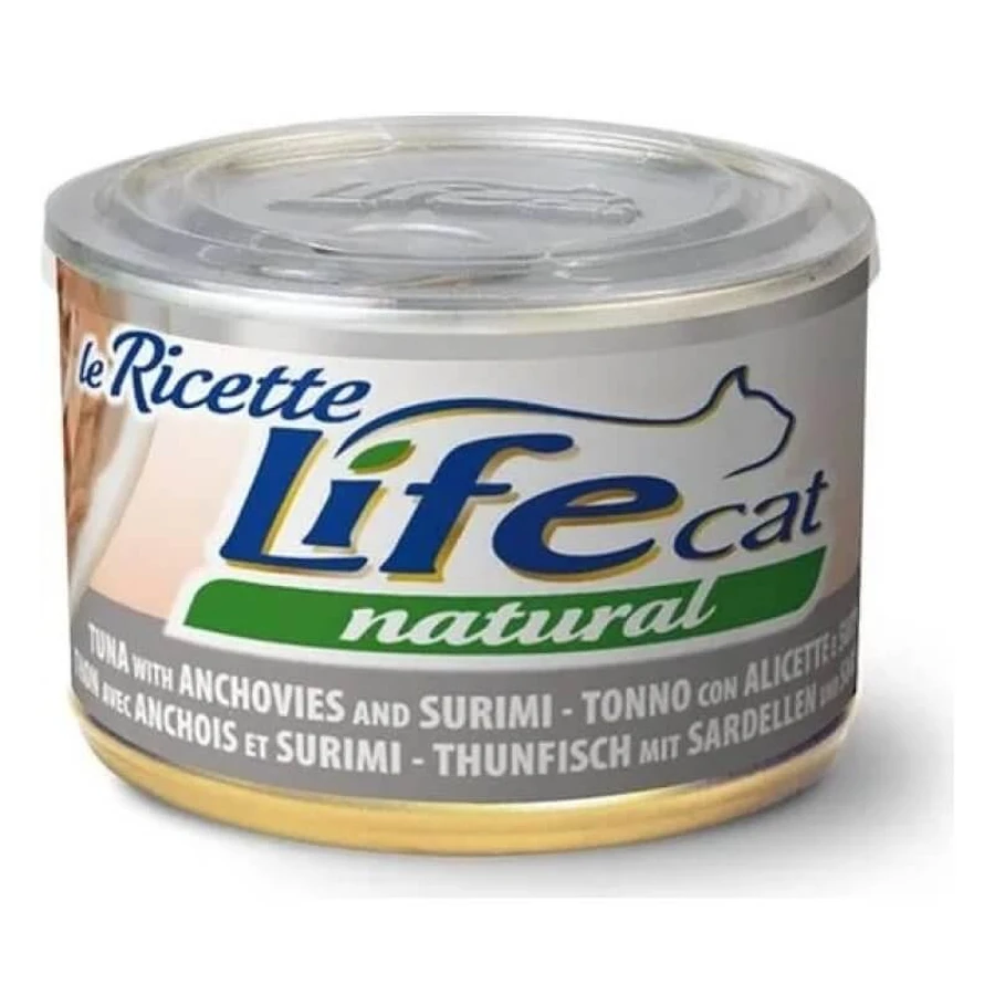 Life petcare Life cat natuurlijke tonijn met alicette en surimi - natvoer voor katten 150 g