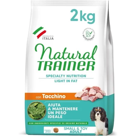 Natural trainer Natural trainer light in fat small &amp; toy adult turkey - complete food for adult dogs 2 kg