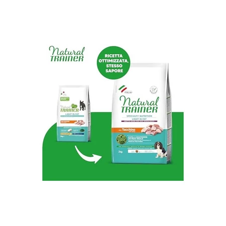Natural trainer Natural trainer light in fat small &amp; toy adult turkey - complete food for adult dogs 2 kg