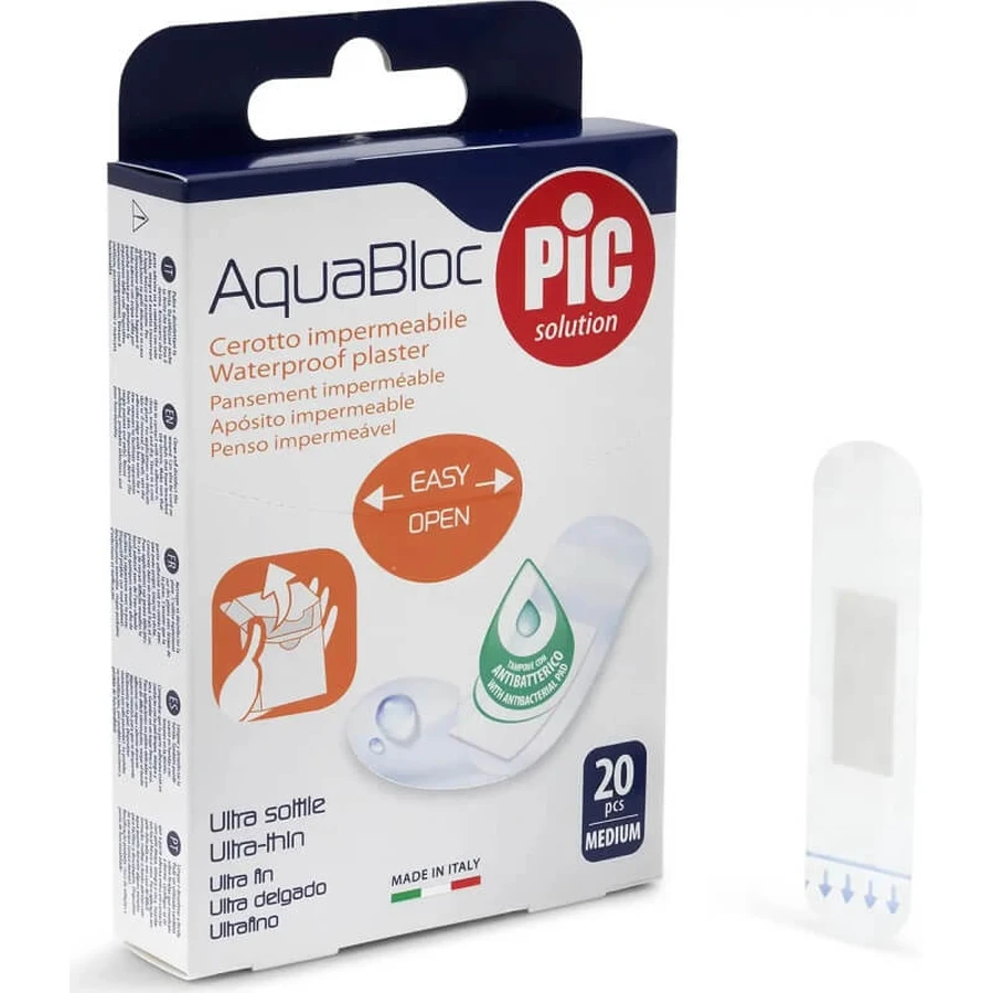 Pic aquabloc waterdichte pleisters - 20 medium pleisters 19 x 72 mm