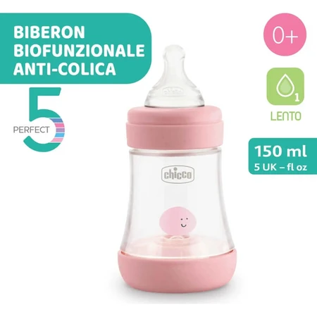 Chicco perfect 5 - anti-colische zuigfles met trage doorstroming 150 ml roze