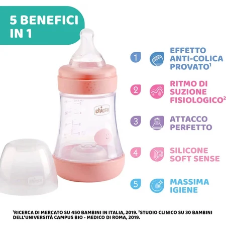 Chicco perfect 5 - anti-colische zuigfles met trage doorstroming 150 ml roze