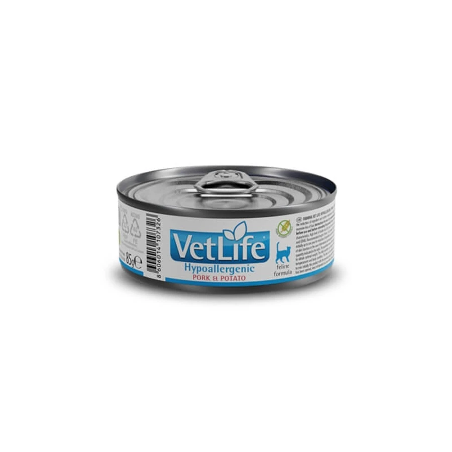 Farmina Vet life hypoallergeen varkensvlees&amp;aardappel - volledige voeding voor katten met intoleranties 85 gr