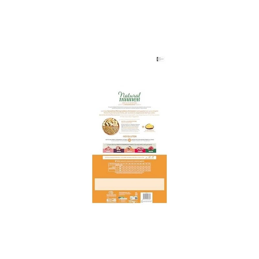 Natural trainer Sensitive sin gluten con huevo - alimento completo para perros adultos medianos y grandes 12 kg