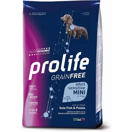 Prolife Cane getreidefreie Seezunge &amp; Kartoffeln - Alleinfuttermittel für empfindliche erwachsene kleine Hunde 2 kg