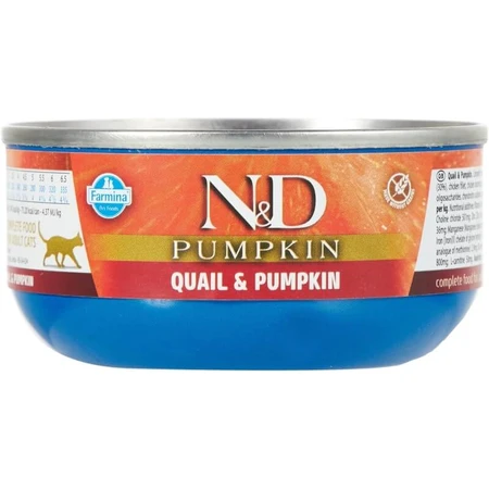 Farmina N&amp;d pompoen graanvrij kwartel en pompoen - complete voeding voor volwassen katten 70 g