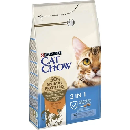 Purina cat chow 3 in 1 turkey - complete food for adult spayed cats 1.5 kg