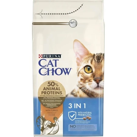 Purina cat chow 3 in 1 turkey - complete food for adult spayed cats 1.5 kg