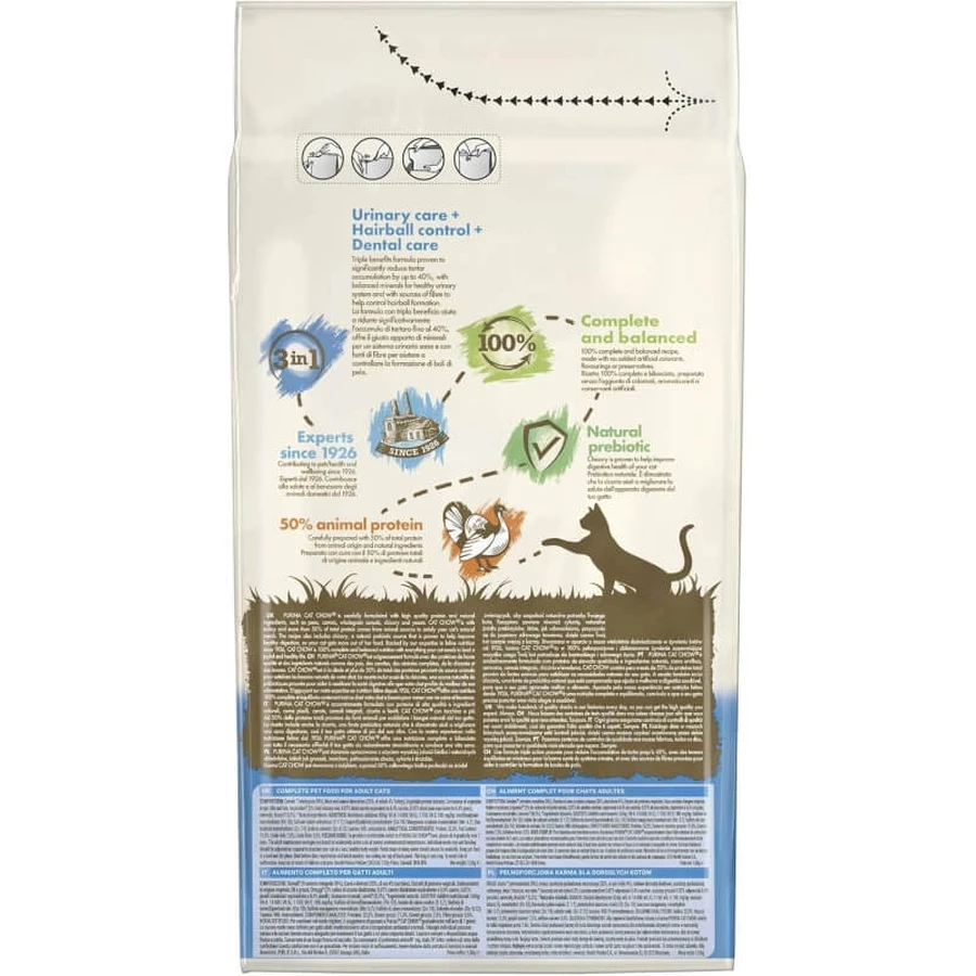 Purina cat chow 3 in 1 turkey - complete food for adult spayed cats 1.5 kg