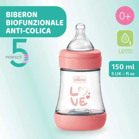 Chicco perfect 5 pink - biberon à débit lent 150 ml