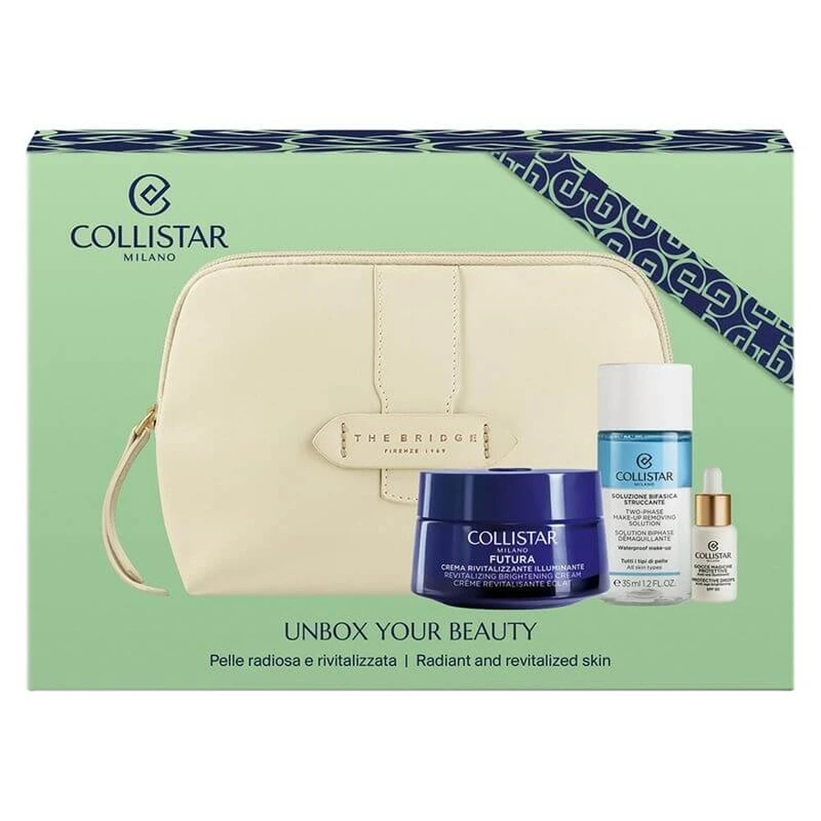Collistar futura box set - anti-aging and illuminating facial routine with exclusive clutch bag