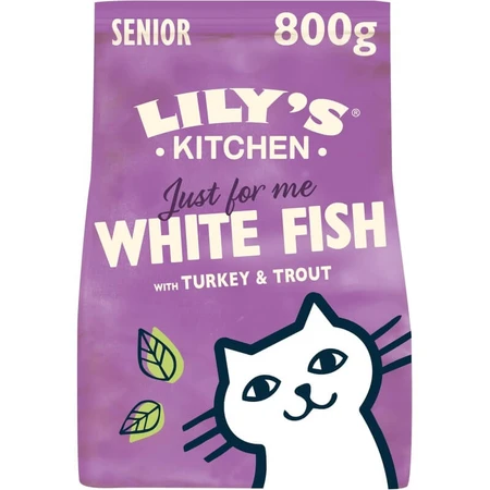 Lily's kitchen Senior kalkoen, witte vis en forel - droogvoer voor senior katten 800 gr.