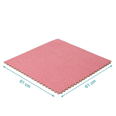 Kiokids Alfombra de juego - 4 módulos eva rosa y moqueta 60x60 cm
