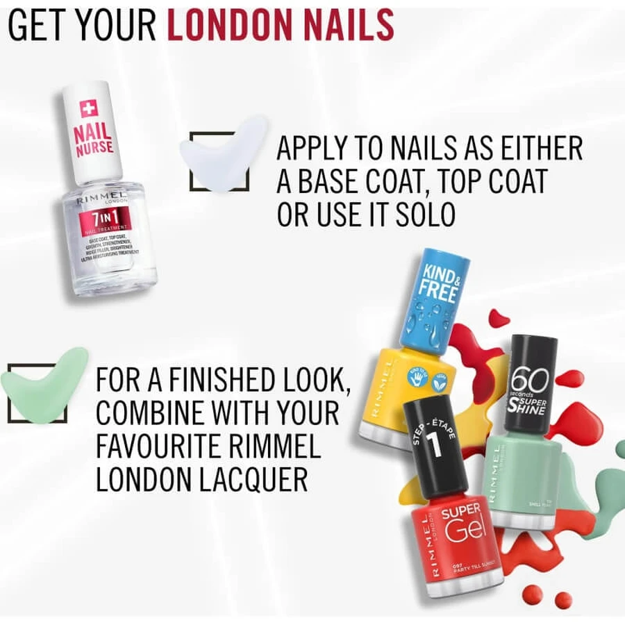Rimmel nail nurse - traitement des ongles 7 en 1 base et top coat
