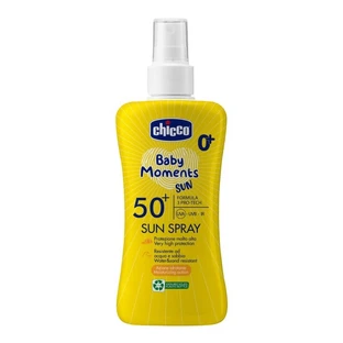 Chicco baby moments sunscreen 50 + spf sun milk spray high protection 150 ml
