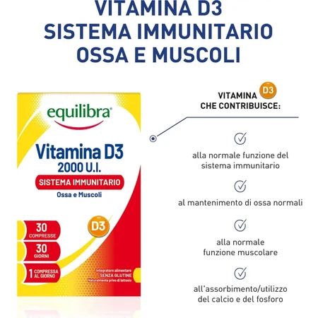 Equilibra vitamin d3 2000 ui 30 tablets - immunostimulant supplement