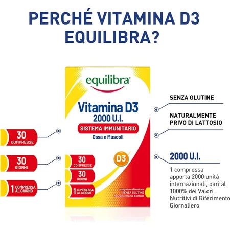 Equilibra vitamin d3 2000 ui 30 tablets - immunostimulant supplement