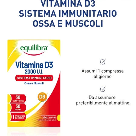 Equilibra vitamin d3 2000 ui 30 tablets - immunostimulant supplement