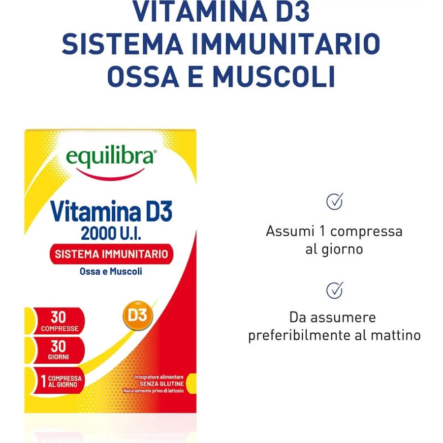 Equilibra vitamin d3 2000 ui 30 tablets - immunostimulant supplement