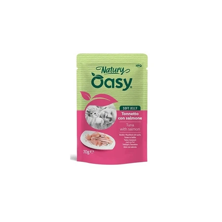 Oasy Wet cat natury soft jelly tuna with salmon - complementary food for adult cats 70 gr